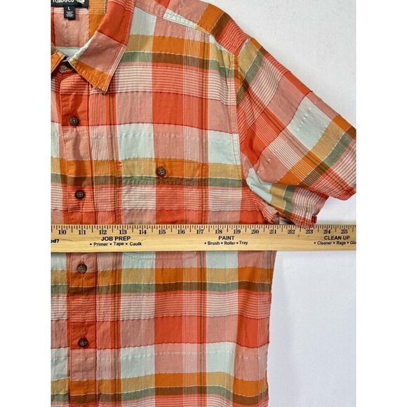 Toad & Co Cuba Libre Shirt Men’s Large Orange Plaid Organic Cotton Button Front - Picture 7 of 8